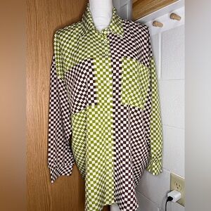Pretty Garbage checkered oversized women’s long sleeve size S